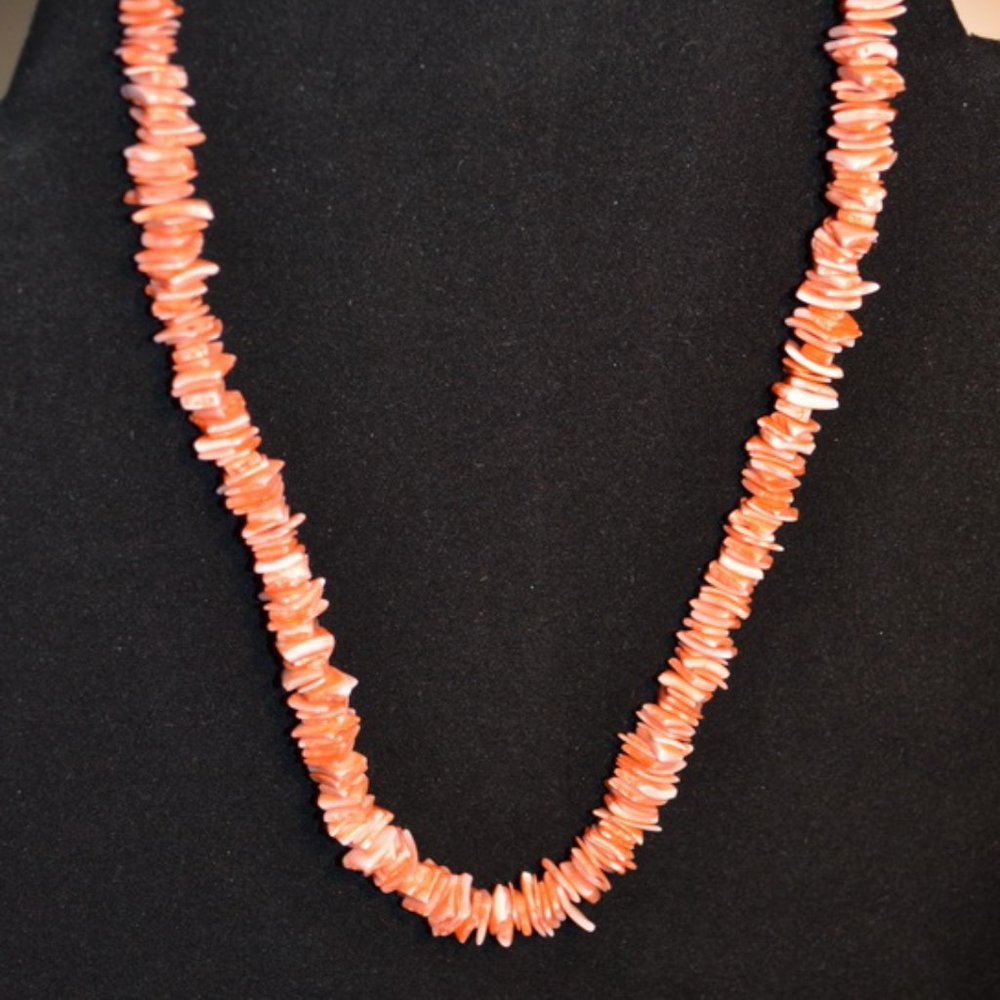 Orange and White Coral Chip Necklace